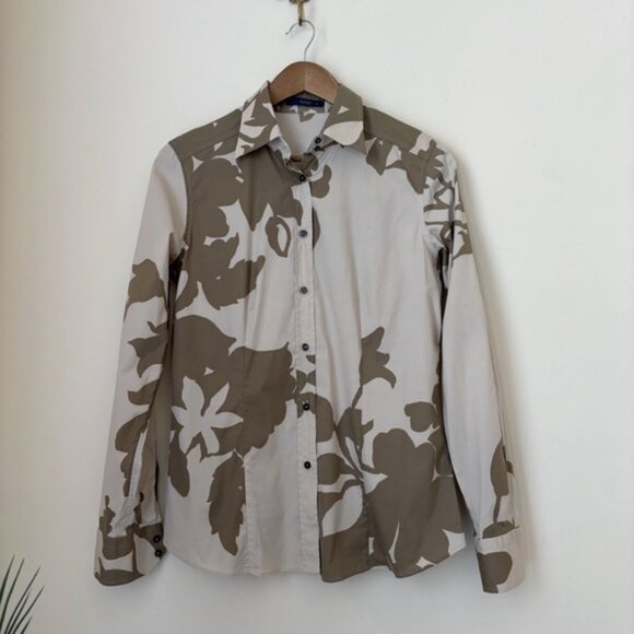 ETRO Floral Button Front Shirt 46 US10 Khaki Long Sleeve - Picture 1 of 5